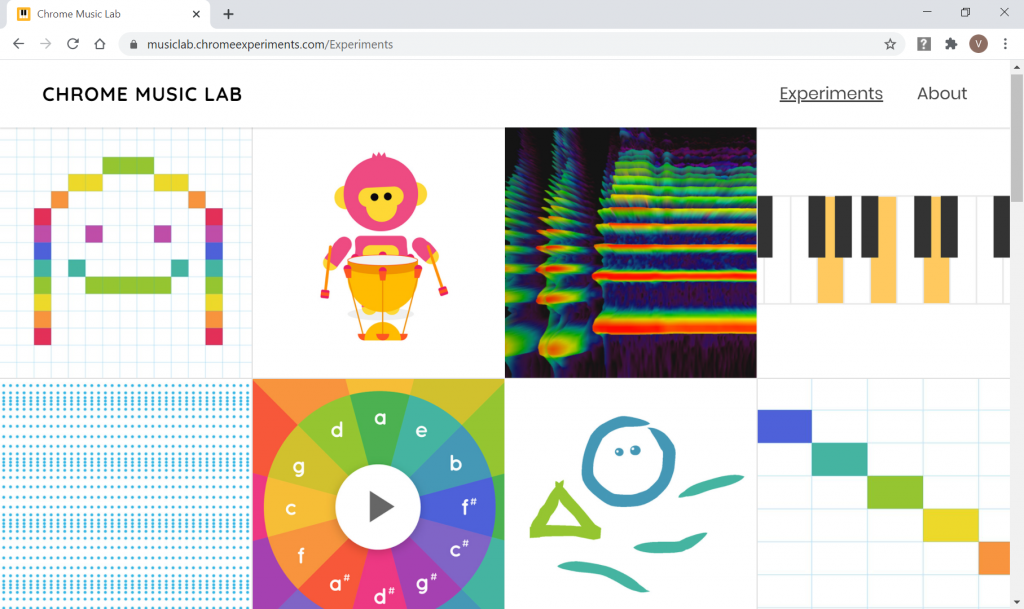 Site do Chrome Music Lab